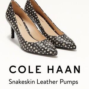 Cole Haan Grand.OS Snakeskin Leather Heels
Size 6 | Black White Python Print